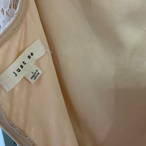 NWOT Just Me size Large White Lace Nude Lining Mermaid Midi Dress Short Sleeves - Picture 4 of 11